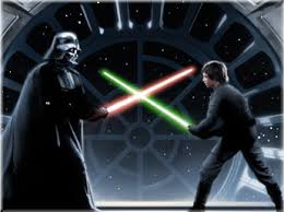 Luke e il padre Darth Fener nel celebre duello
